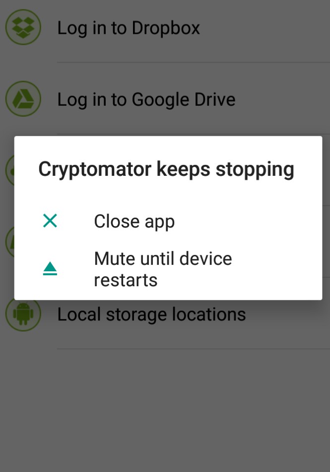 Google Drive login page not showing up on phone with LineageOS 14.1 -  Android App - Cryptomator Community