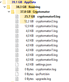 Very Large Cryptomator Logfiles In System Folder Appdata Roaming Cryptomator Help Cryptomator Community